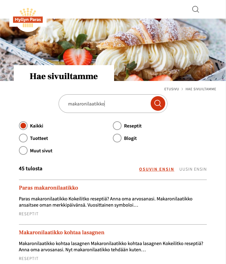Sivustohaku myllynparas.fi-sivustolla